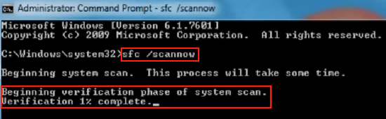 הפקודה sfc /scannow סורקת את מערכת ההפעלה