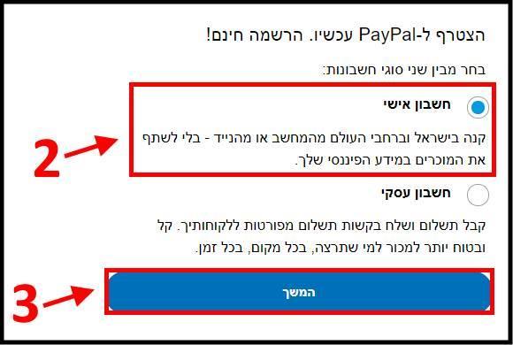 פתיחת חשבון אישי בפייפאל Paypal