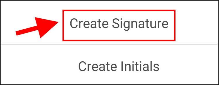בחרו באפשרות Create Signature להוספת חתימה