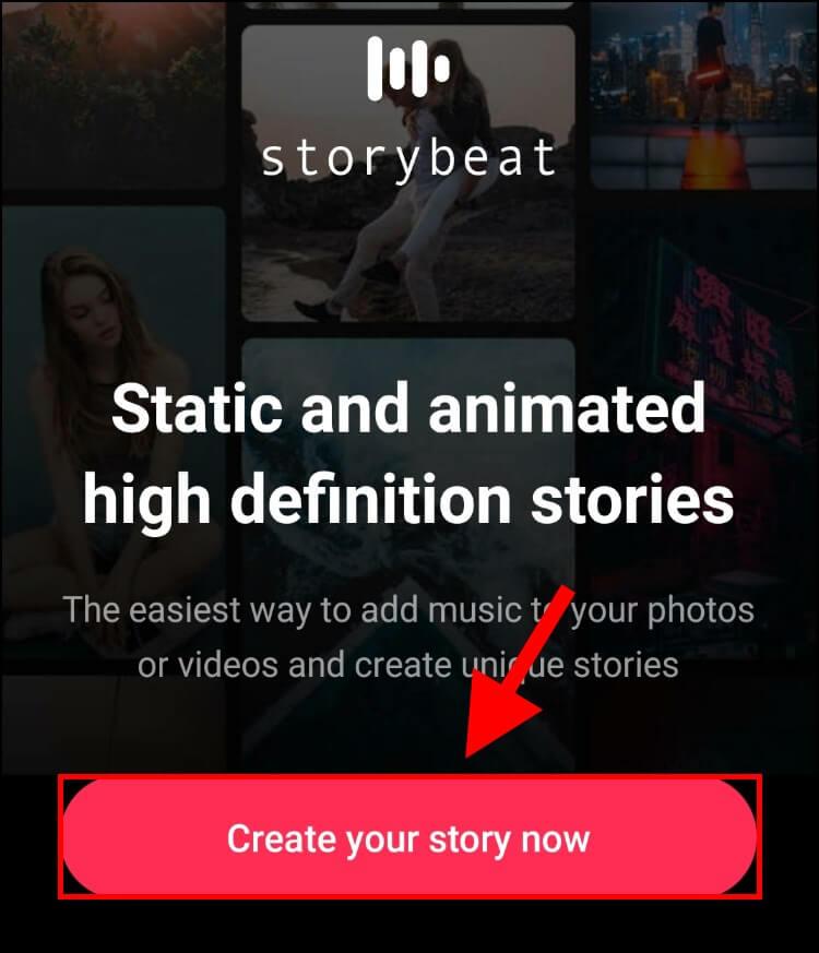 יצירת סטורי חדש עם מוזיקה דרך אפליקציית Storybeat