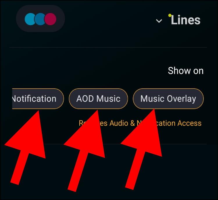 הפעילו את האפשרויות Music Overlay ,AOD Music ו- AOD Notification כדי שאפליקציית Muviz Edge תוכל לפעול בצורה תקינה