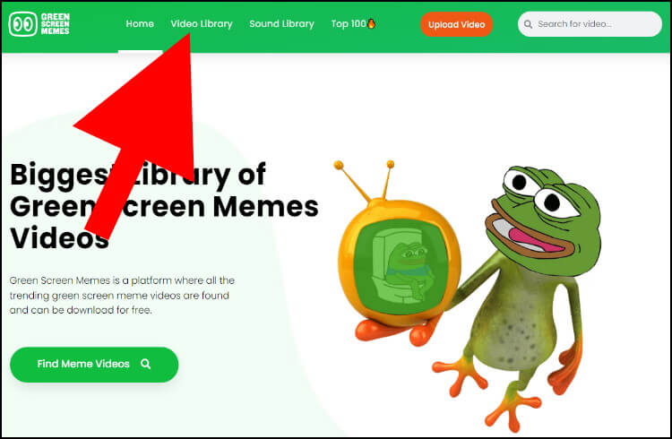 באתר Green Screen Memes לחצו על Video Library כדי להיכנס לעמוד הסרטונים