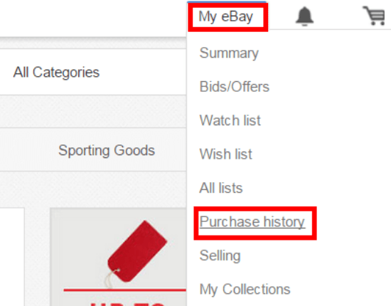  כניסה לאיזור הרכישות באיביי Ebay