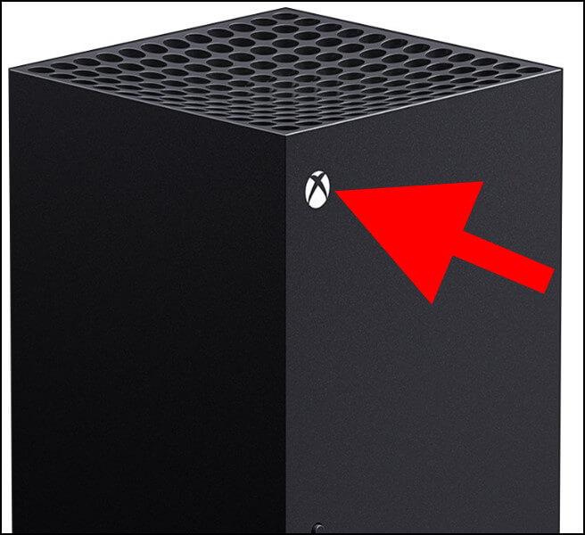 כפתור הכיבוי/הפעלה בקונסולה Xbox Series X