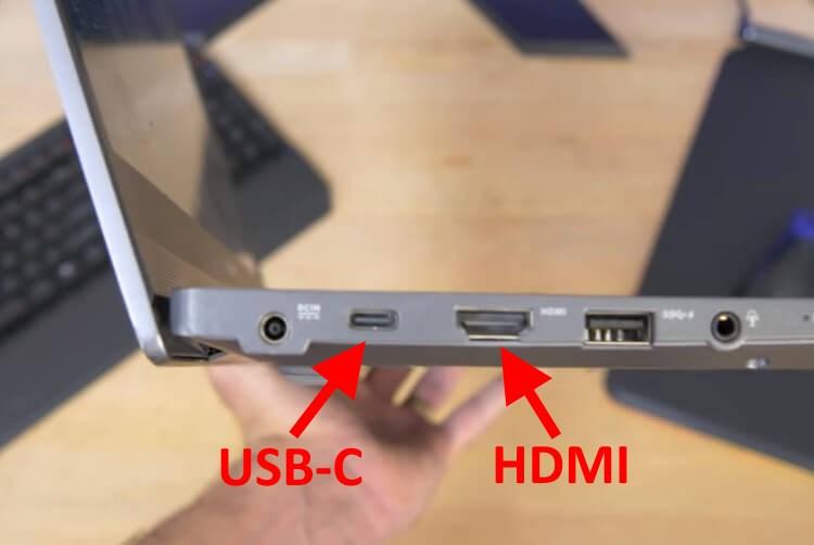 חיבורי וידאו במחשב נייד HDMI ו- USB-C