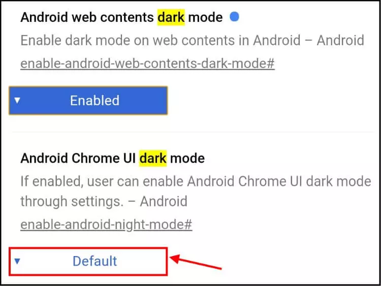 הפעילו את מצב כהה גם ב- Android Chrome UI dark mode