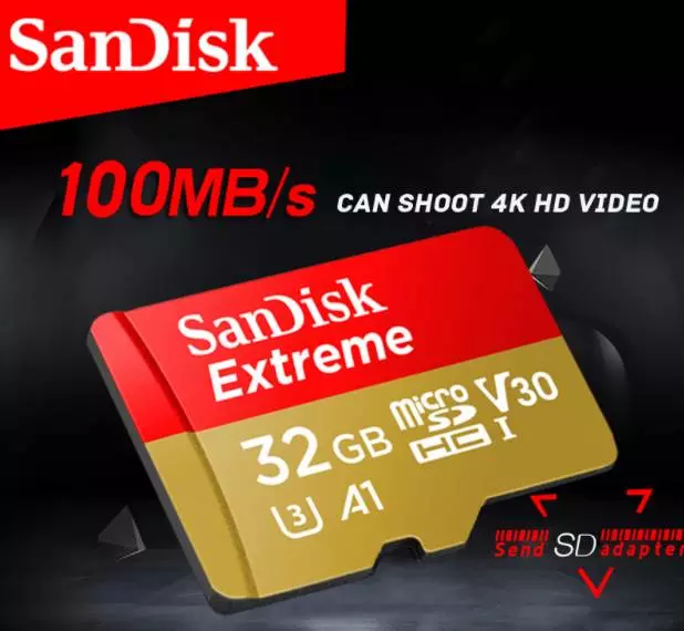 כרטיס זיכרון של סנדיסק Sandisk לצילום באיכות 4K