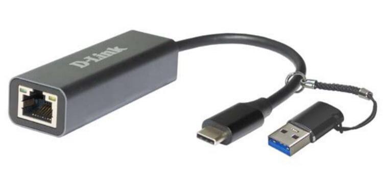 מתאם רשת USB-C ל- Ethernet מומלץ ללפטופים של חברת D-Link