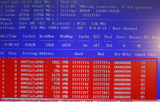 התוכנה Memtest מצאה שגיאות בזיכרונות המחשב/