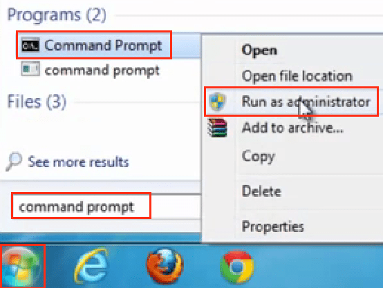 הפעלת שורת הפקודות command prompt כמנהל/