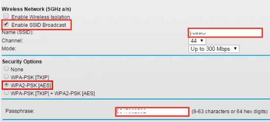 הגדרת סיסמא לאינטרנט אלחוטי בתדר 5GHZ/