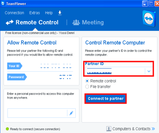 התוכנה teamviewer במחשב/