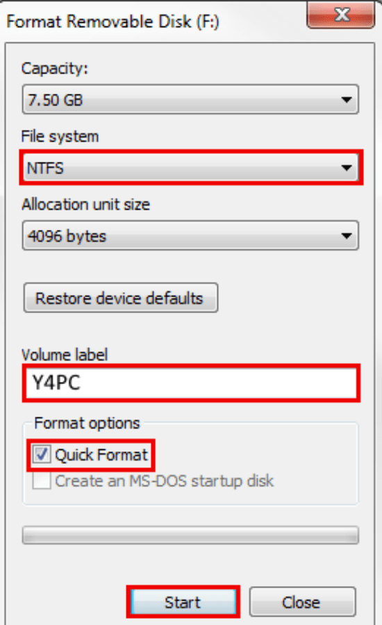 הגדרות NTFS/