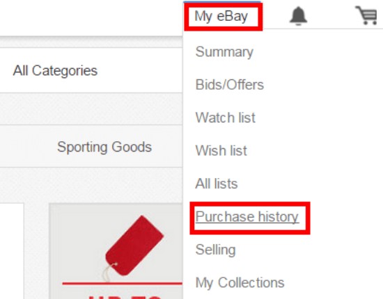  כניסה לאיזור הרכישות באיביי Ebay/