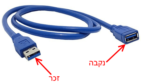 כבל USB Type A זכר לנקבה/