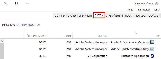 לשונית אתחול