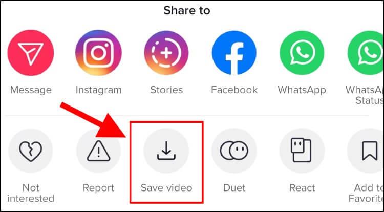 לחצו על Save video לשמירת הסרטון מטיקטוק בסמארטפון