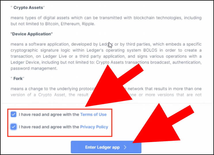 תנאי השימוש של אפליקציית Ledger Live App