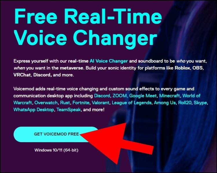 לחצו על GET VOICEMODE FREE כדי להוריד את התוכנה VOICEMODE