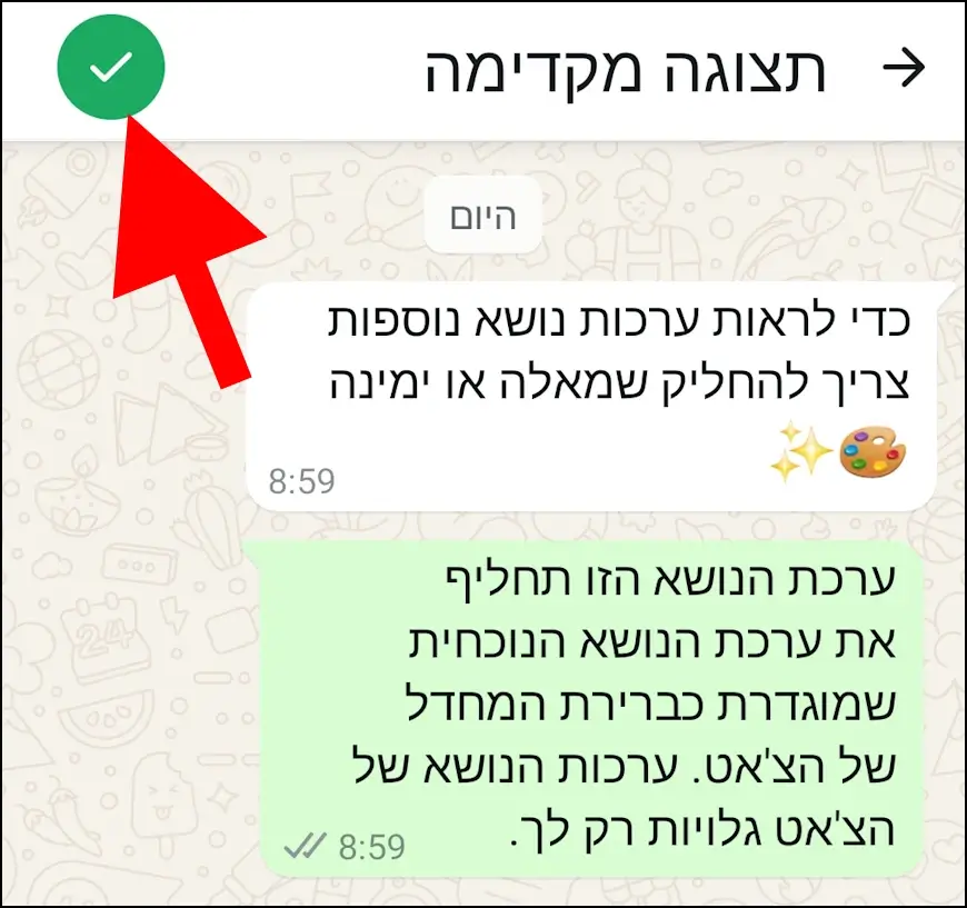 אישור ערכת הנושא החדשה בוואטסאפ