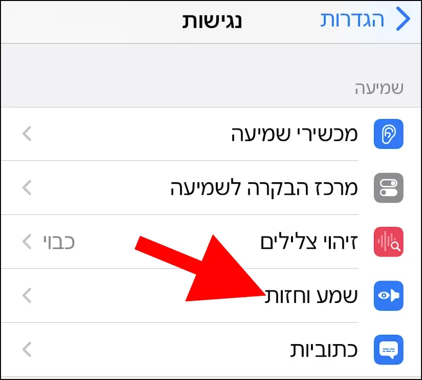 הגדרות שמע וחזות באייפון