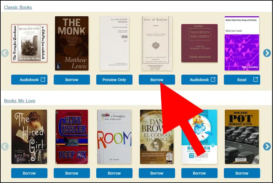 השאלת ספר לקריאה באתר Open Library