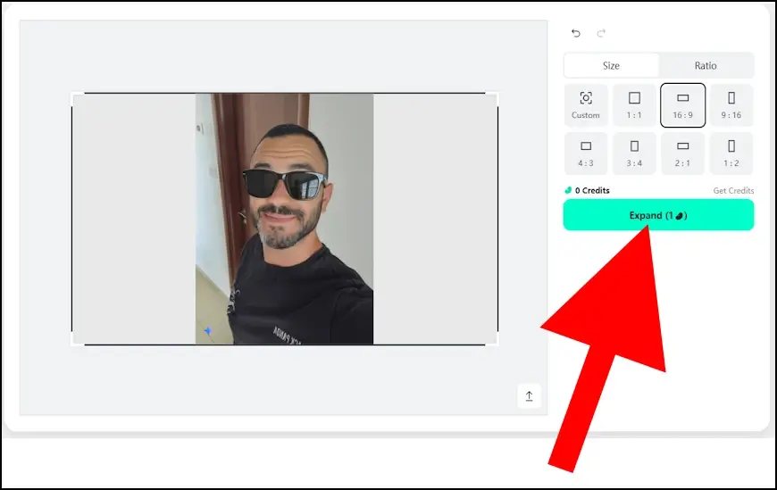 לחצן ה-Expand שמתחיל את תהליך ההרחבה של התמונה