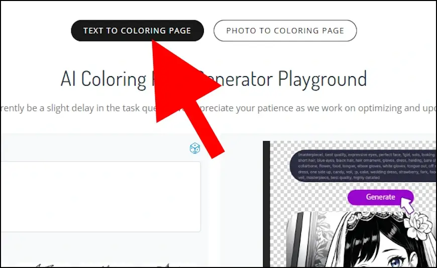 הכלי שהופך טקסט לדף צביעה באתר Colorify