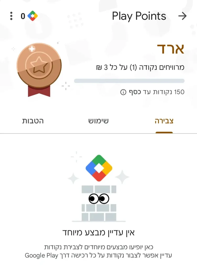 כמות נקודות בחשבון Play