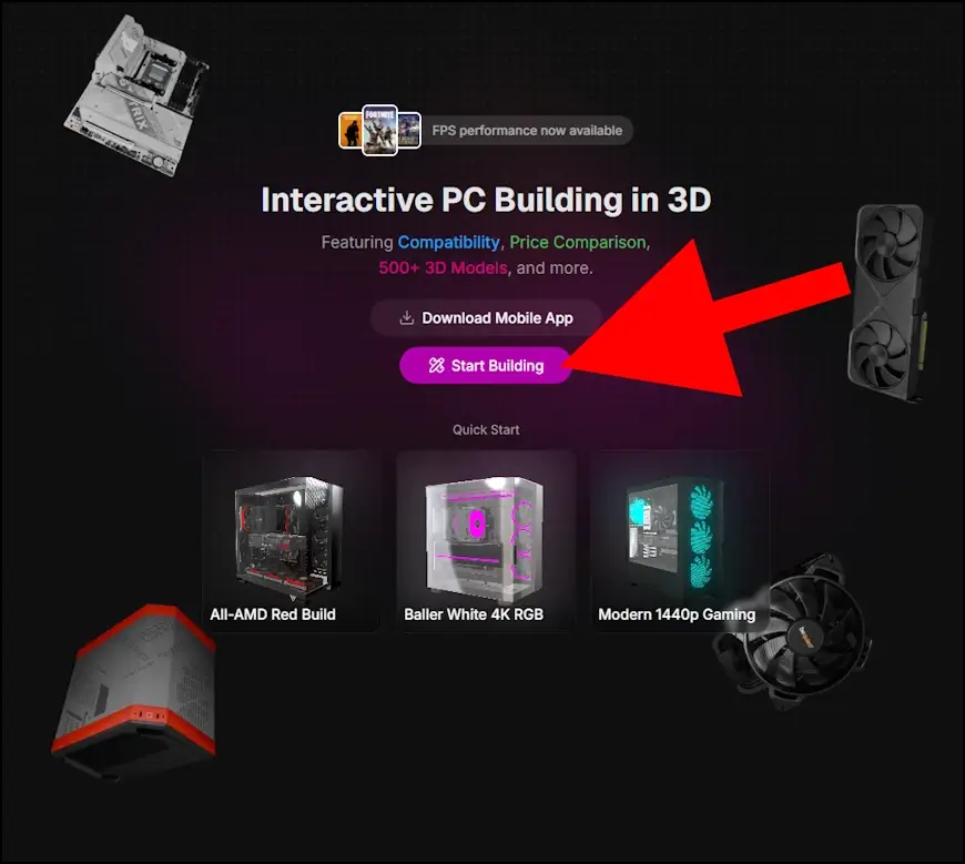 לחצו באתר BuildCores על האפשרות Start Building