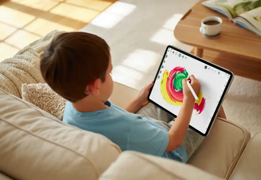 ילד מצייר באייפד