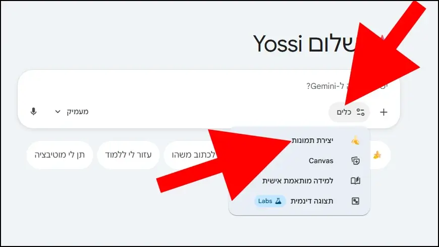בחרו בג'מיני באפשרות יצירת תמונות