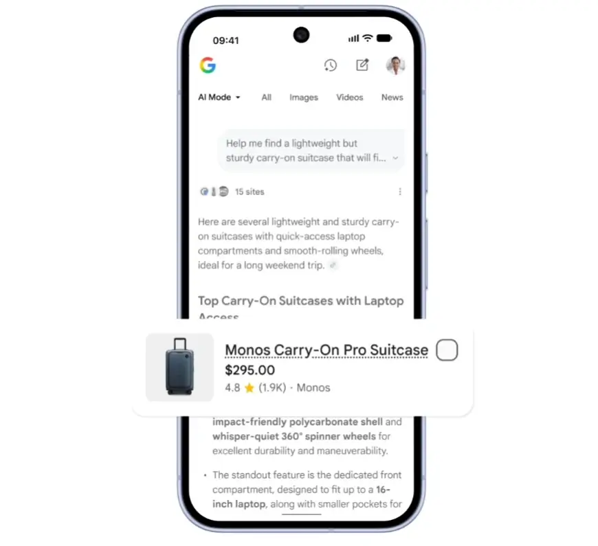 רכישת מוצרים דרך מצב ה- AI של מנוע החיפוש