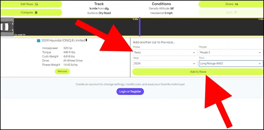 הוספת רכב לתחרות