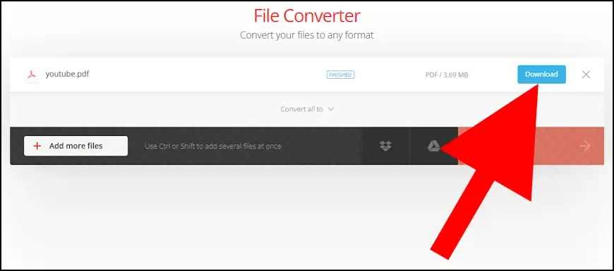 הורדת הקובץ שעבר המרה