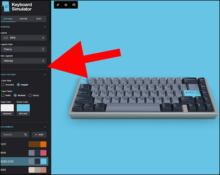 אפשרויות לעיצוב המקלדת באתר Keyboard Simulator
