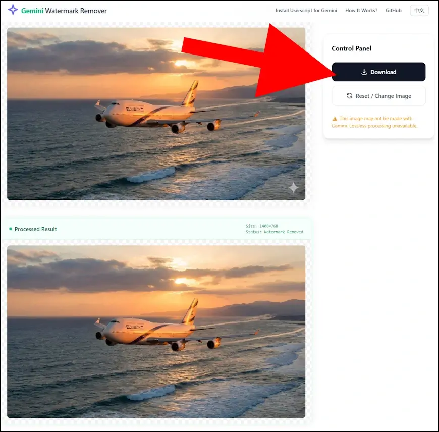 התמונה לאחר עריכה, ללא סימן המים של ג'מיני