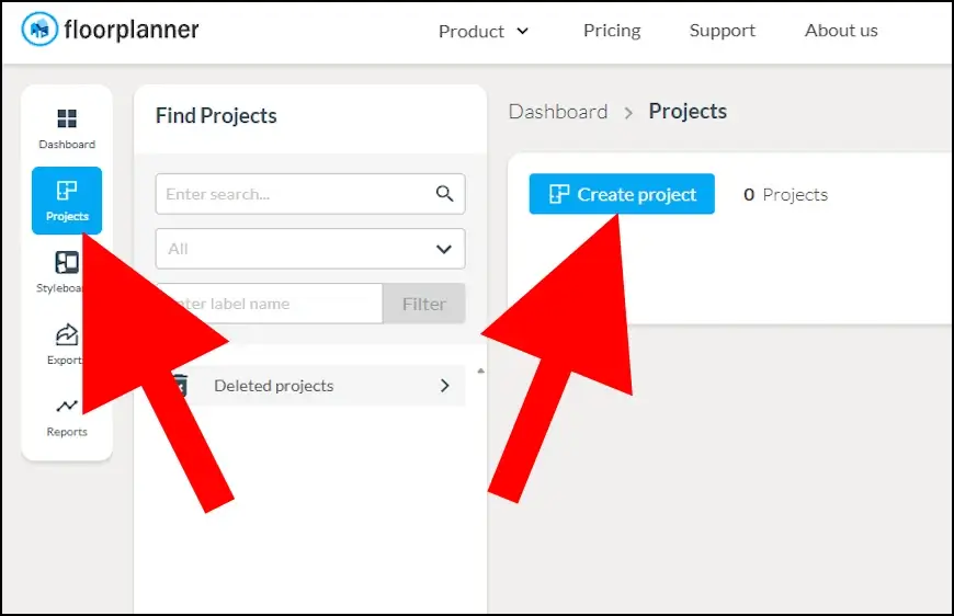יצירת פרויקט חדש ב- floorplanner