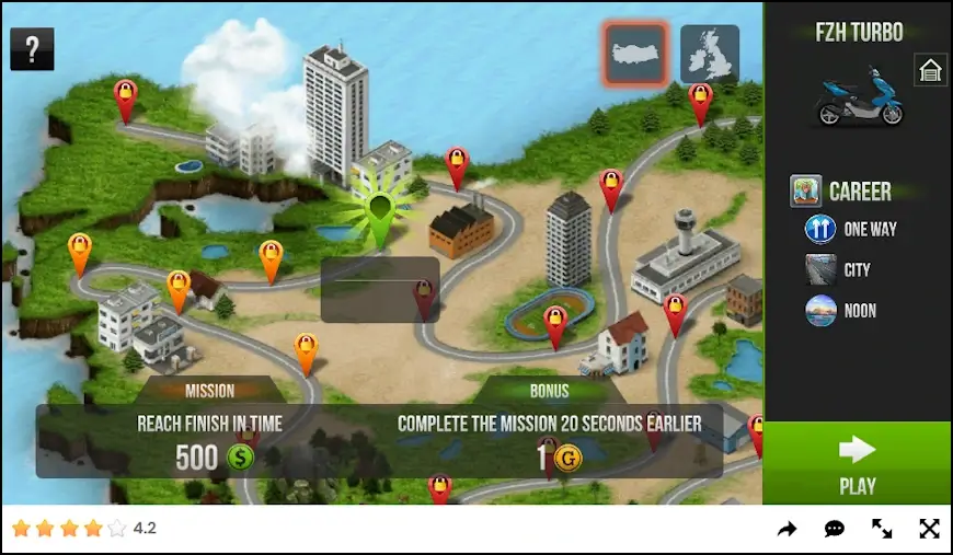 בחירת מסלול במשחק האופנועים