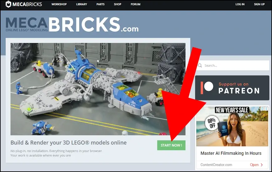 לחצו על START NOW כדי להיכנס לסימולטור של Mecabricks