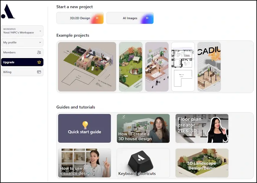 האזור האישי באתר Arcadium 3D
