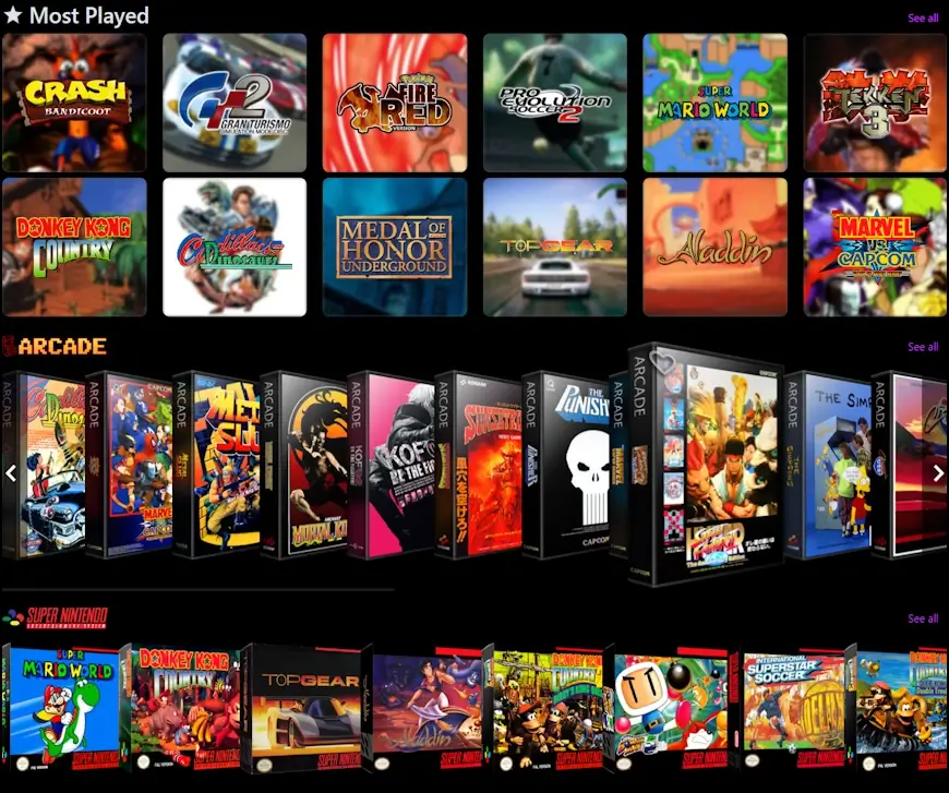 עמוד המשחקים באתר Arcade Space