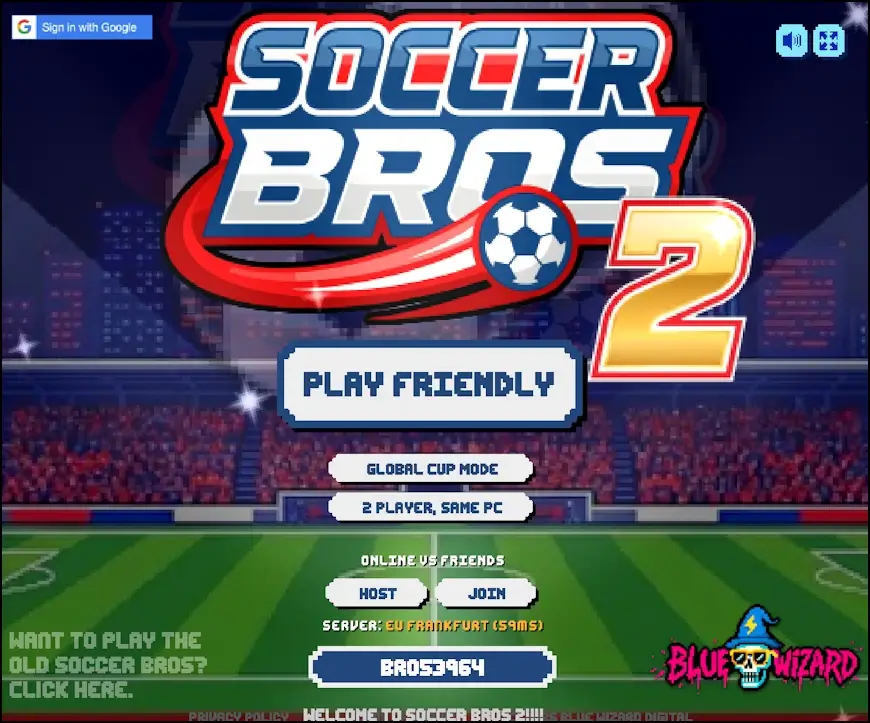 החלון הראשי במשחק SoccerBros