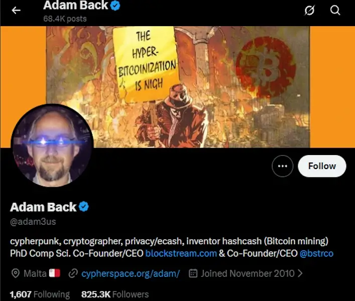 הפרופיל הרשמי של אדם באק ברשת X