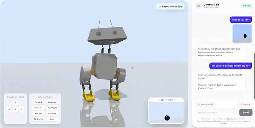 Gemma 4 E2B שולט על סימולטור בדפדפן