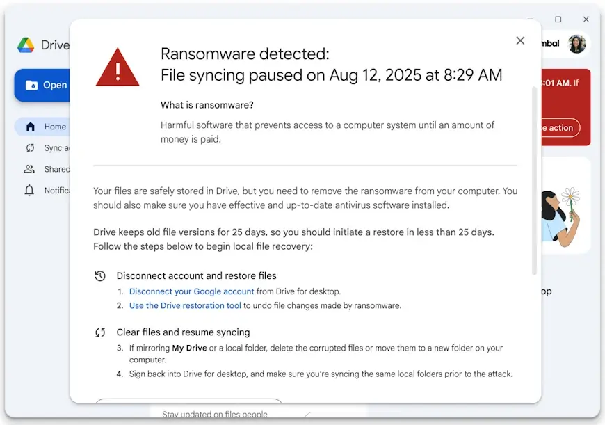 גוגל דרייב מזהה תוכנת כופר