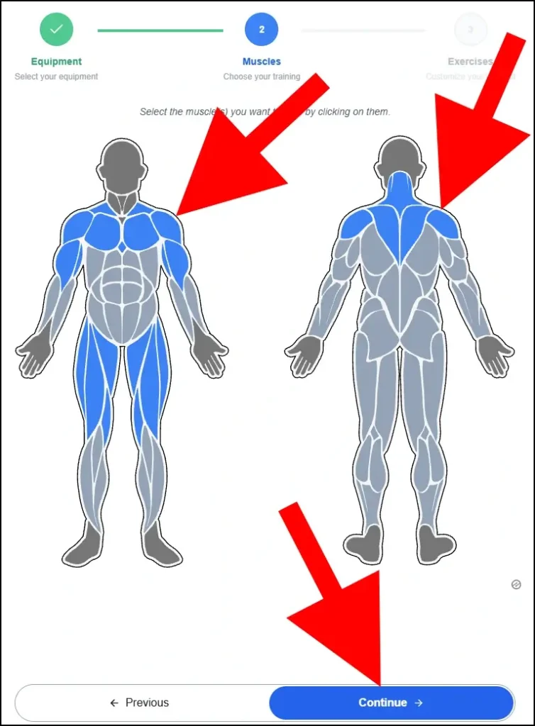 בחרו שרירים שתרצו לאמן