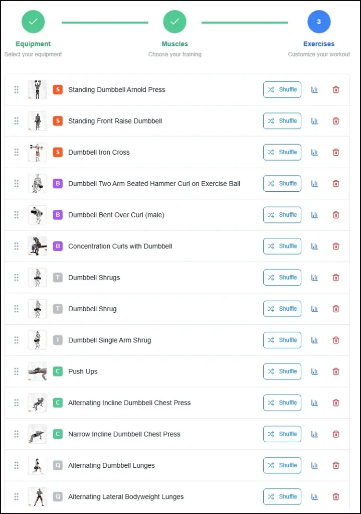 תוכנית האימונים שאתר Workout.cool יצר