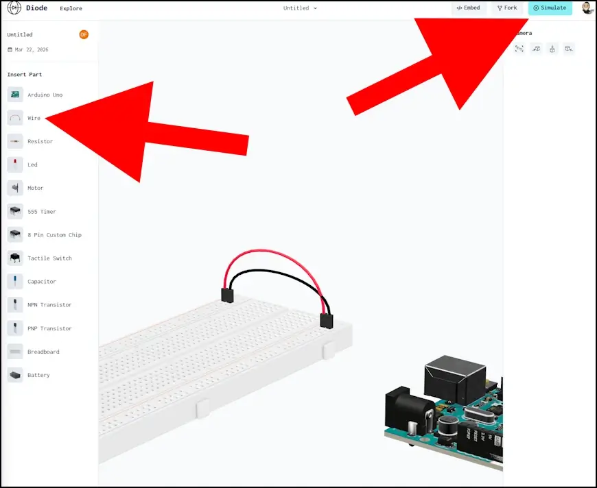 הרצת סימולציה למעגל החשמלי