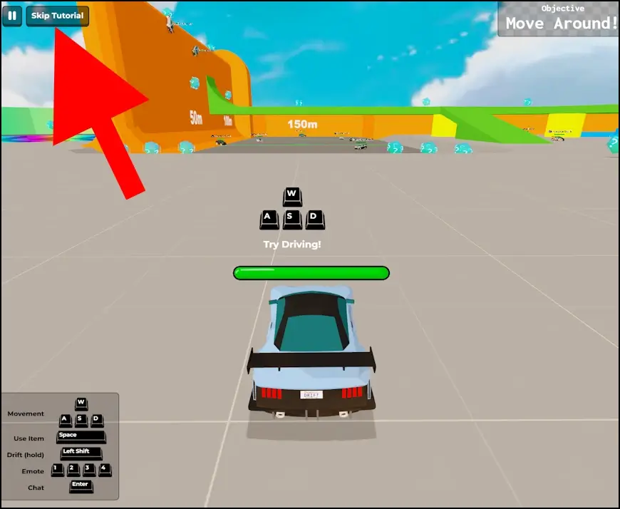 מסלול האימונים במשחק Drift.io